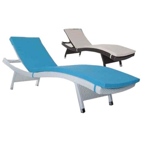 White Rattan Injection Sunbed With Cushion