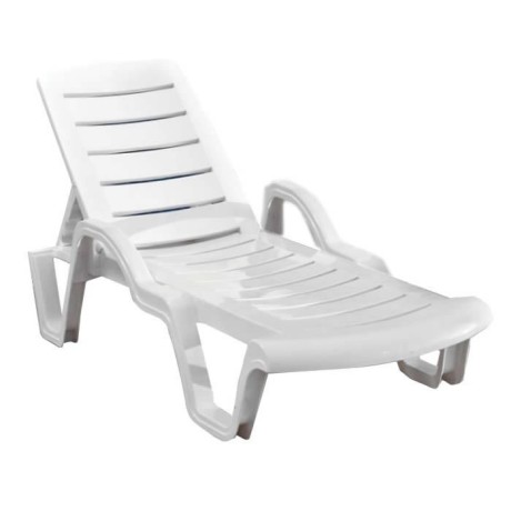 White Plastic Pool Sea Sunbed with Armrest