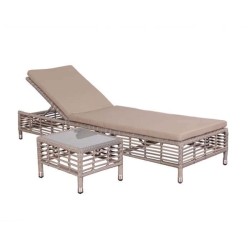 Rattan Örme Açık Kahve Renkli Şezlong