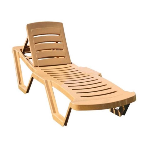 Teak Colorful Plastic Sunbed