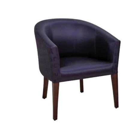 Black Leather Upholstered Polyurethane Wooden Footed Chair