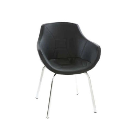 Black Leather Polyurethane Armchair