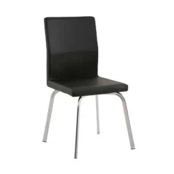 Schwarzes Leder Metallbeine Polyurethan-Stuhl