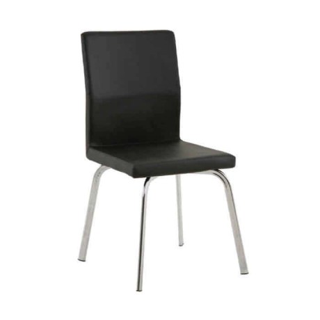 Black Leather Metal Legs Polyurethane Chair