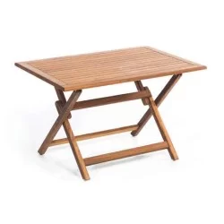 Table rectangulaire en teck avec pieds pliants