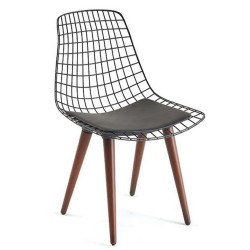 Ahşap Ayaklı Deri Oturma Yüzeyli Tel Metal Sandalye Modeli Ahşap Ayaklı Deri Oturma Yüzeyli Tel Metal Sandalye Modeli
