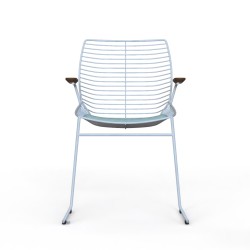 Wire Metal Chair Model with Wooden Leg and Leather Seating Surface Wire Metal Chair Model with Wooden Leg and Leather Seating Surface
