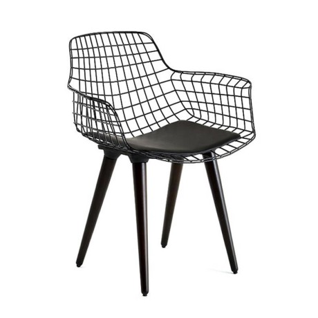 Black Wooden Leg Metal Wire Chair Black Wooden Leg Metal Wire Chair