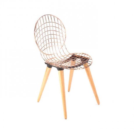 Wire Chair with Wooden Legs