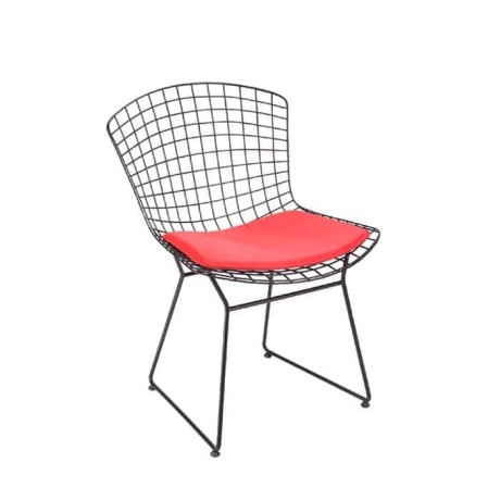 Red Upholstered Cushioned Wire Chair