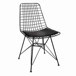 Tel Sandalye Çubuk Metal Siyah Boyalı Cafe Restoran Sandalyesi