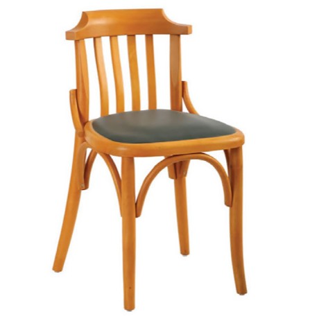Wood Oak Colored Black Upholstered Thonet Chair Wood Oak Colored Black Upholstered Thonet Chair
