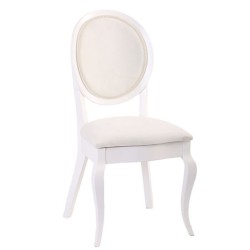 Стол с кръгъл крак от бял лак Lukens Стол с кръгъл крак от бял лак Lukens