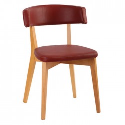 Bordeaux Leather Upholstered Wooden Cafe Chair