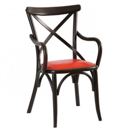Cross-Stick Wooden Thonet Chair with Arm