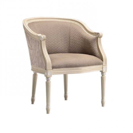 Wooden Classic Armchair with Lathe Leg Gray Fabric