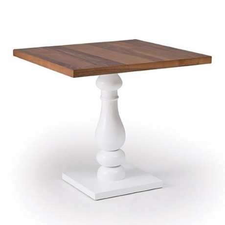 White Turned Leg Square Table