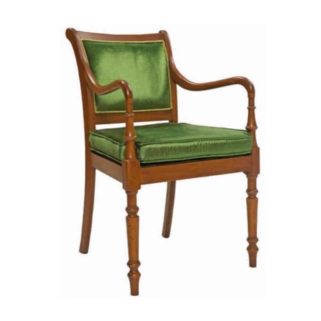 Turned Green Fabric Upholstered Classic Chair