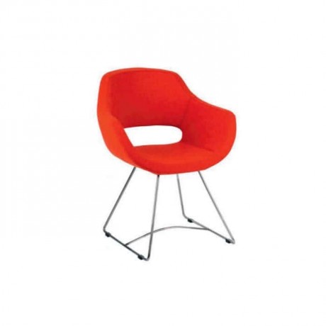Orange Leather Upholstered Polyurethane Chair