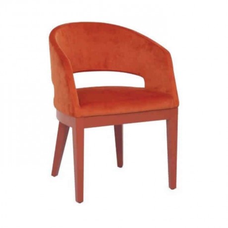 Orange Fabric Upholstered Ridge on Open Back Polyurethane Chair