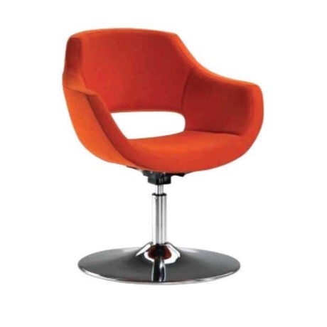 Orange Fabric Upholstered Round Metal Leg Polyurethane Armchair