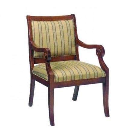 Dining Room Striped Fabric Upholstered Armchair
