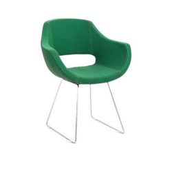Green Leather Fabric Upholstered Chromium Leg Armchair Green Leather Fabric Upholstered Chromium Leg Armchair