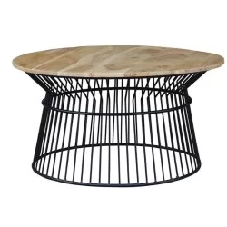 Plateau de table rond avec pieds de bar en métal noir