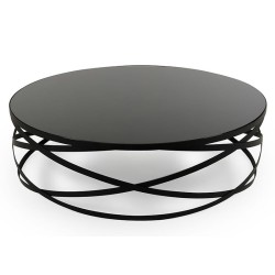 Tryeza e tryezës së kafesë moderne të rrumbullakëta të zeza