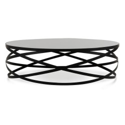 Tryeza e tryezës së kafesë moderne të rrumbullakëta të zeza