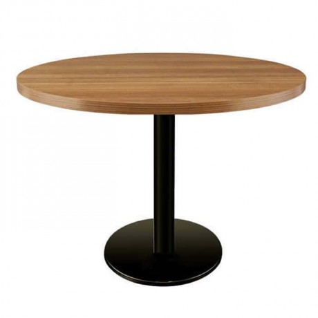 Round Wooden Table Top Cafe Restaurant Black Metal Leg Table