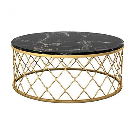 Round Marble Look Gold Metal Leg Hotel Cafe Restaurant Living Room Living Room Coffee Table Table