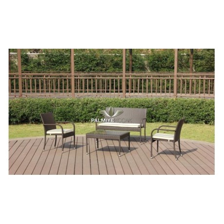 Arm Brown Knitted Rattan Coffee Table Set rtob858