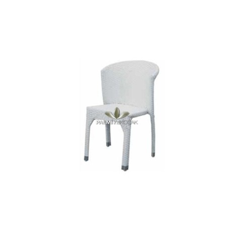 White Armless Rattan Knitted Chair rtt30