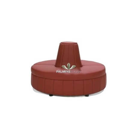 Red Leather Upholstered Oval Wooden Leg Cedar ser75