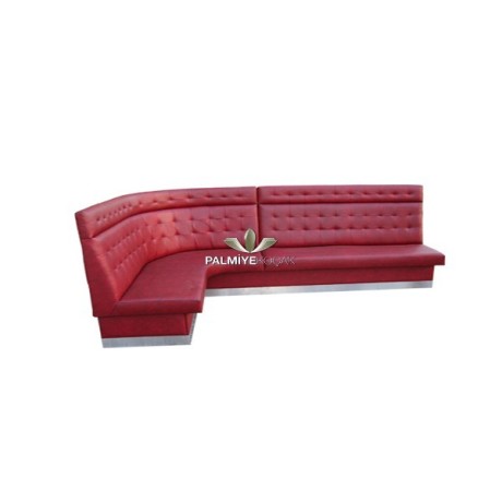 Cornered Red Leather Upholstered Metal Leg cedar ser90